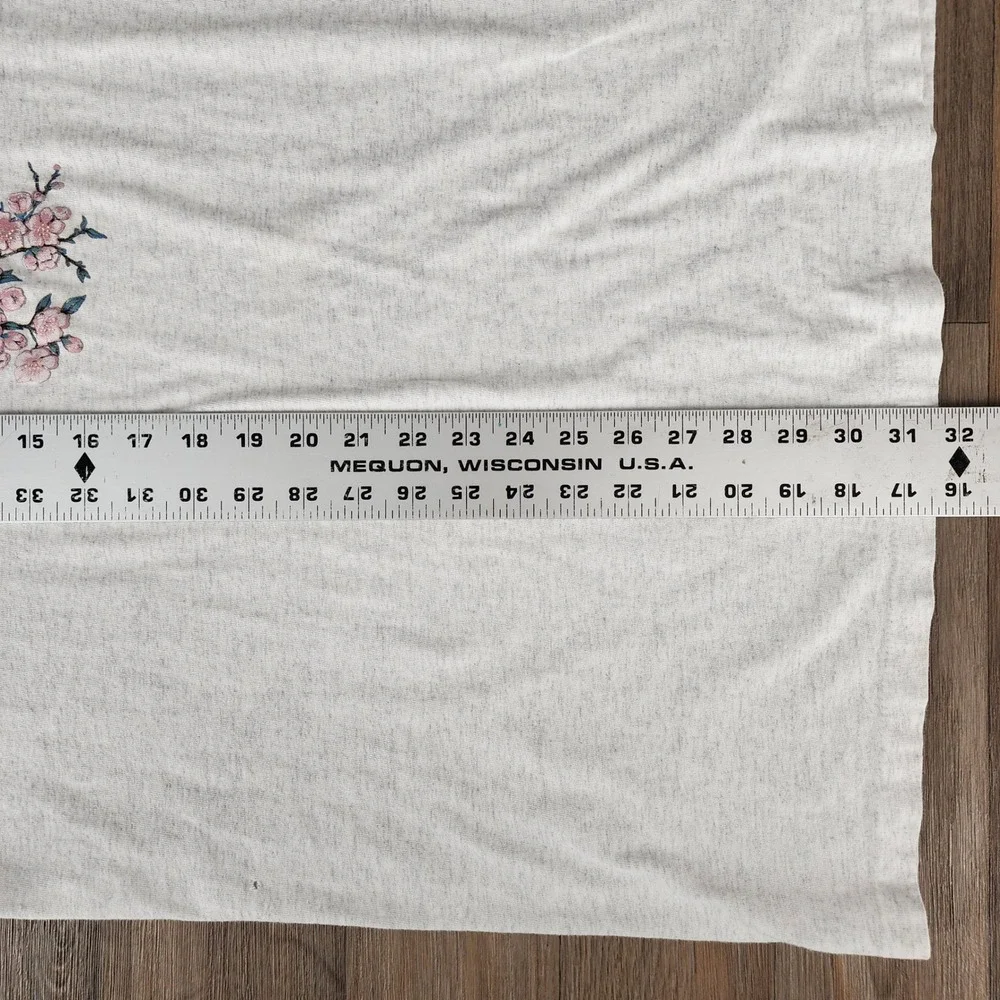 Vintage Morning Sun Woman Gray Kitten Bluebird Graphic T-Shirt 3X Made in USA
